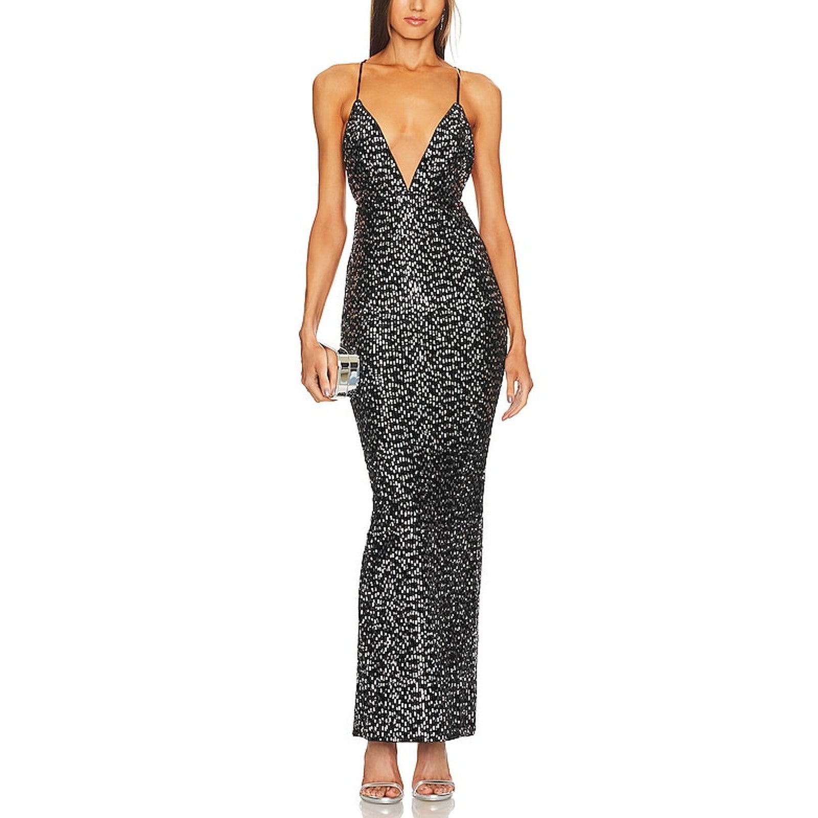 Michael Costello X Revolve 'Gina' Black Polyester Gown Size XS