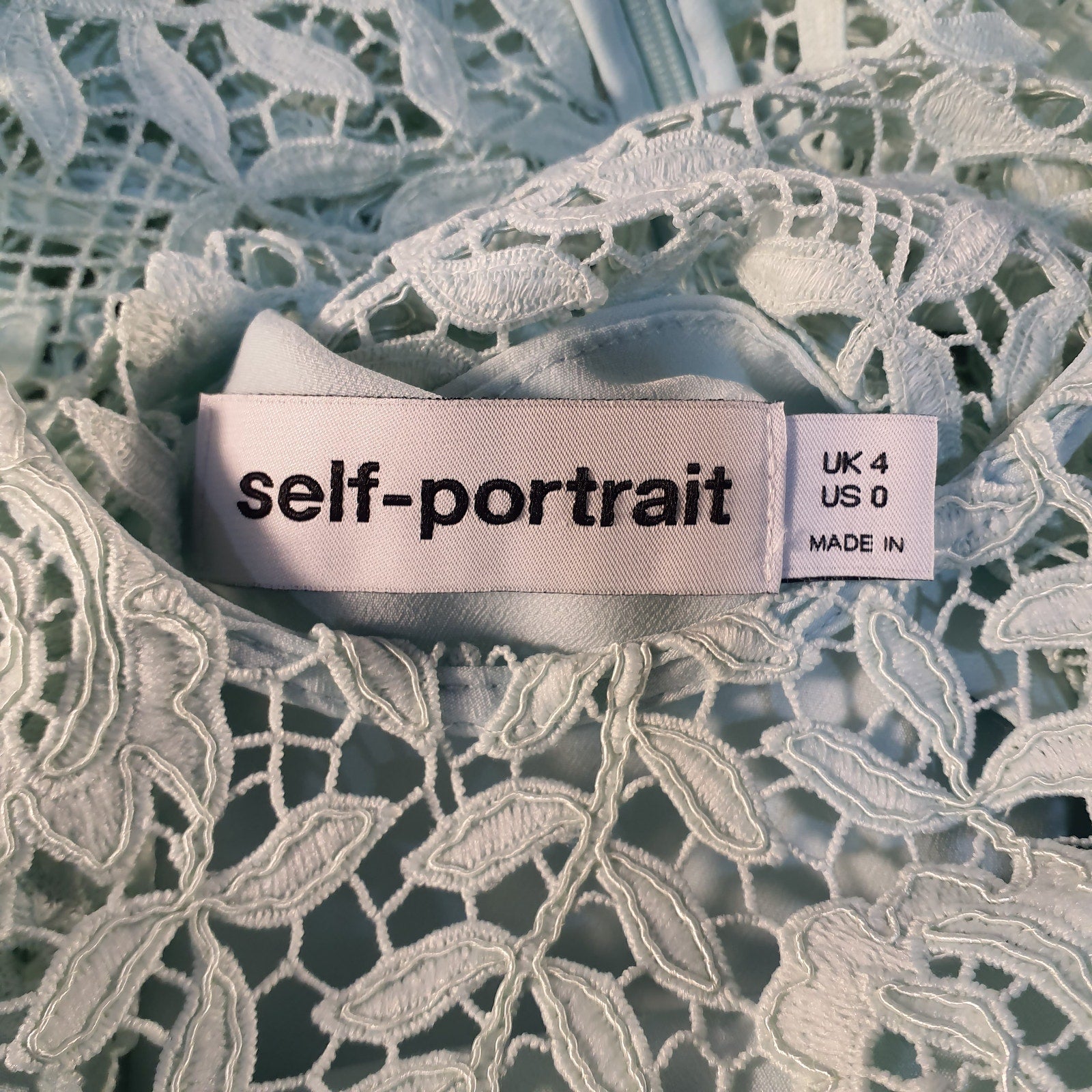 Self-Portrait 'Rose' Green Floral Lace Short Sleeve Midi Dress Size 4