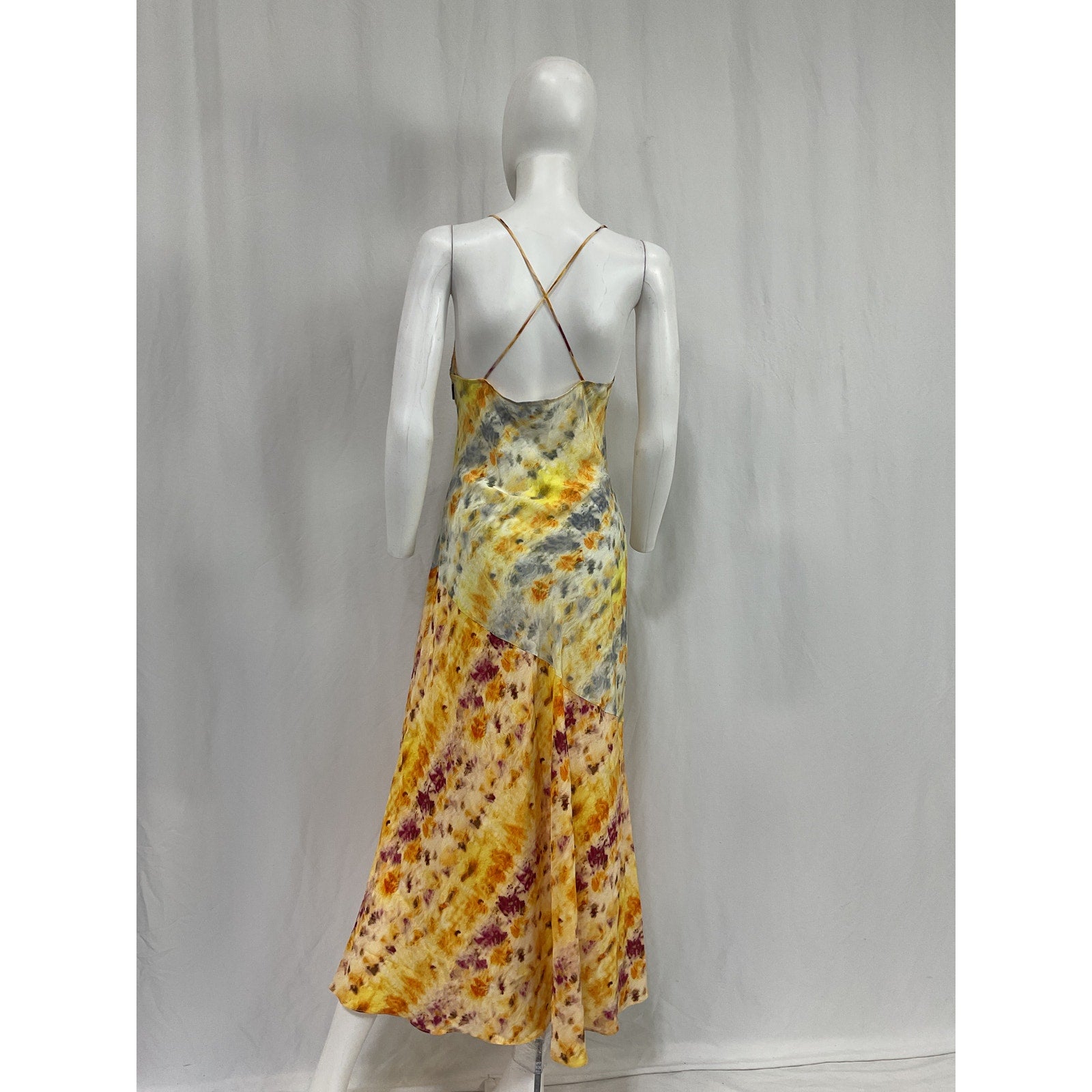 Jason Wu Printed Bias Cut Yellow Silk Maxi Slip Dress Size 4