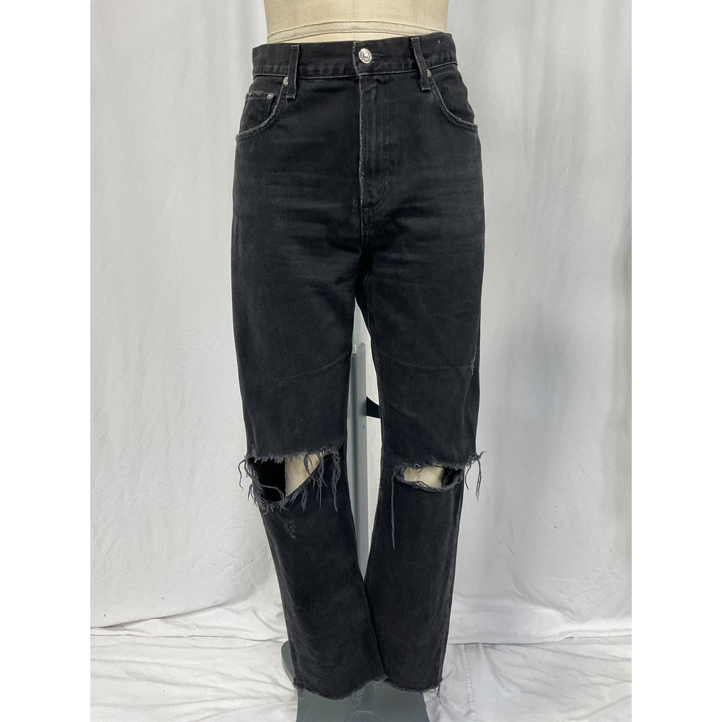 Agolde 'Cherie' Black Cotton High Rise Straight Denim Jean Size 29