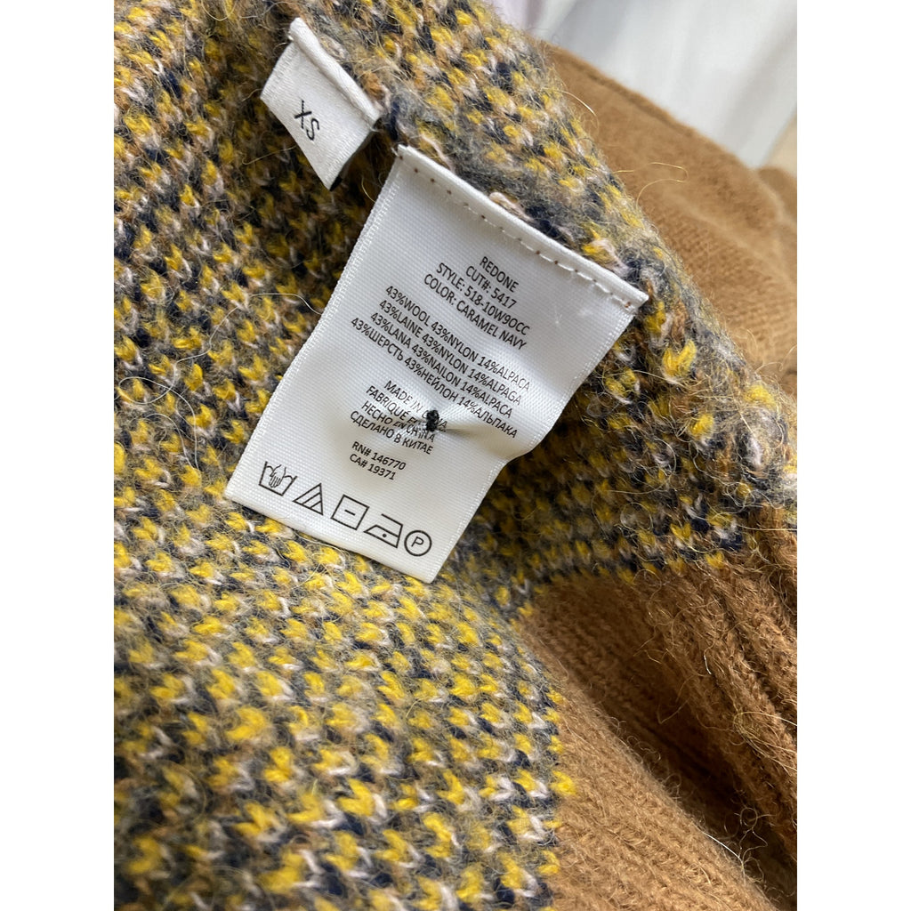 Re/Done '90s' Yellow Oversized Cropped Plunge Neck Cardigan Size P