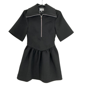 Ganni Sleek Black Half Zip Minidress Size 34 EU / US 2
