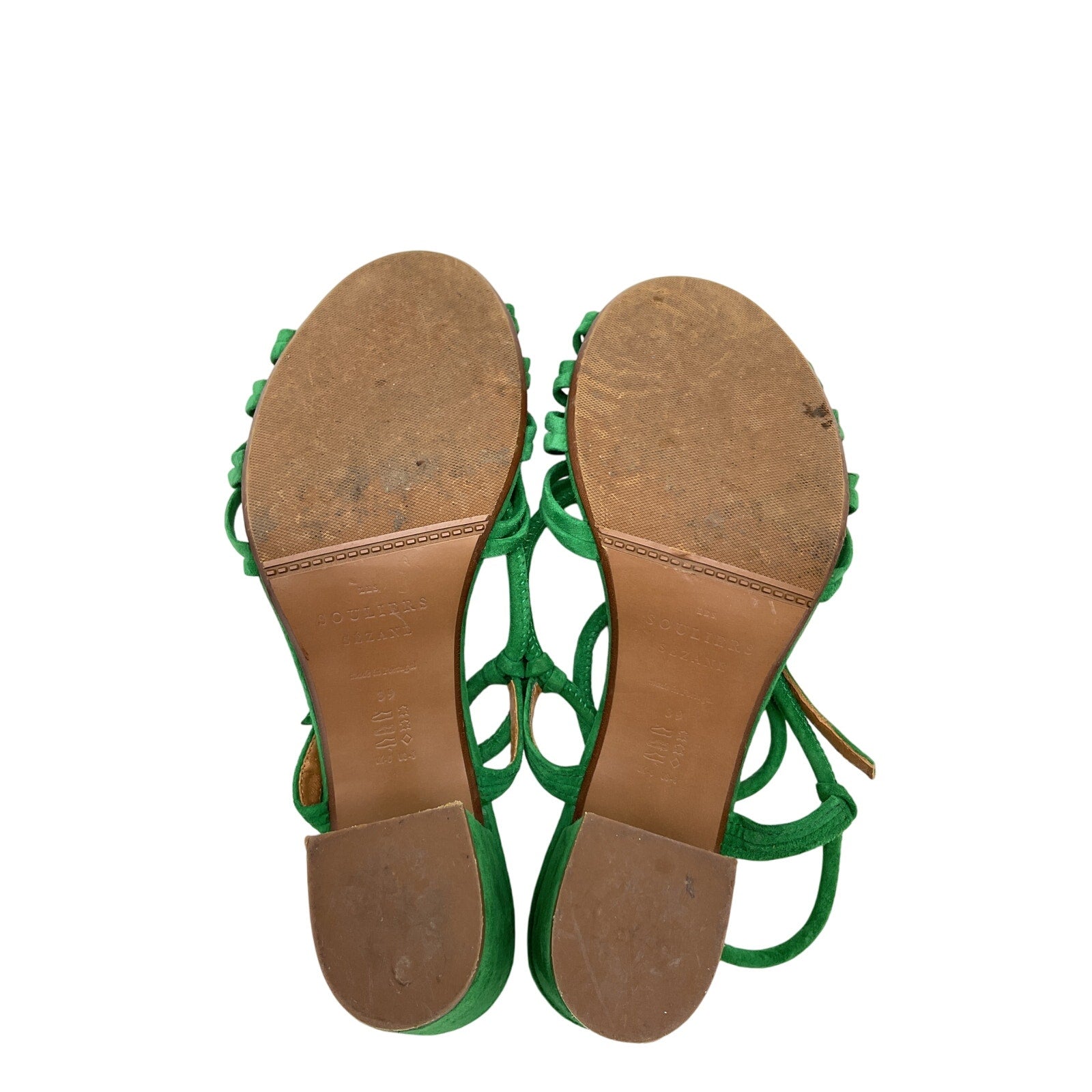 S�zane 'Gloria' Green Suede Sandals Size 9