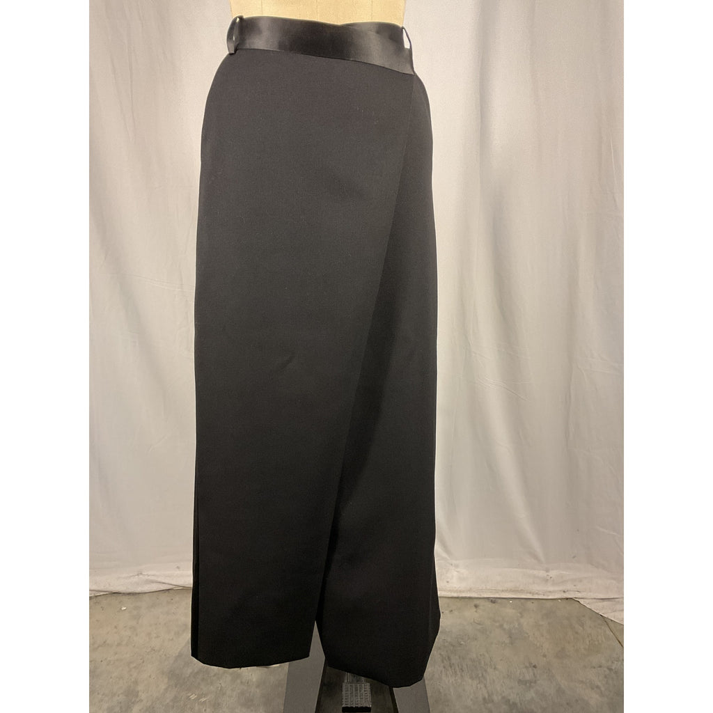 Simkhai 'Clarisse' Black Wool Satin Combo Overlap Maxi Skirt Size 6 - NWT