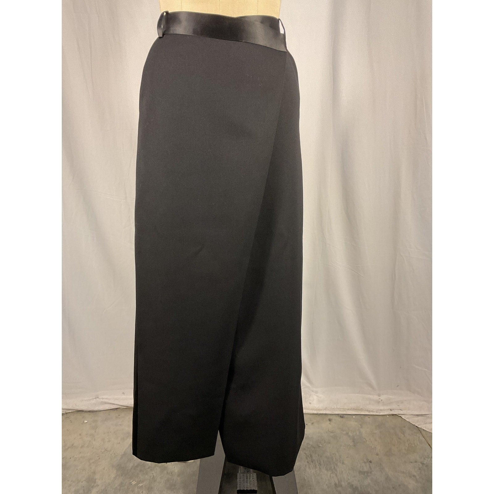 Simkhai 'Clarisse' Black Wool Satin Combo Overlap Maxi Skirt Size 6 - NWT