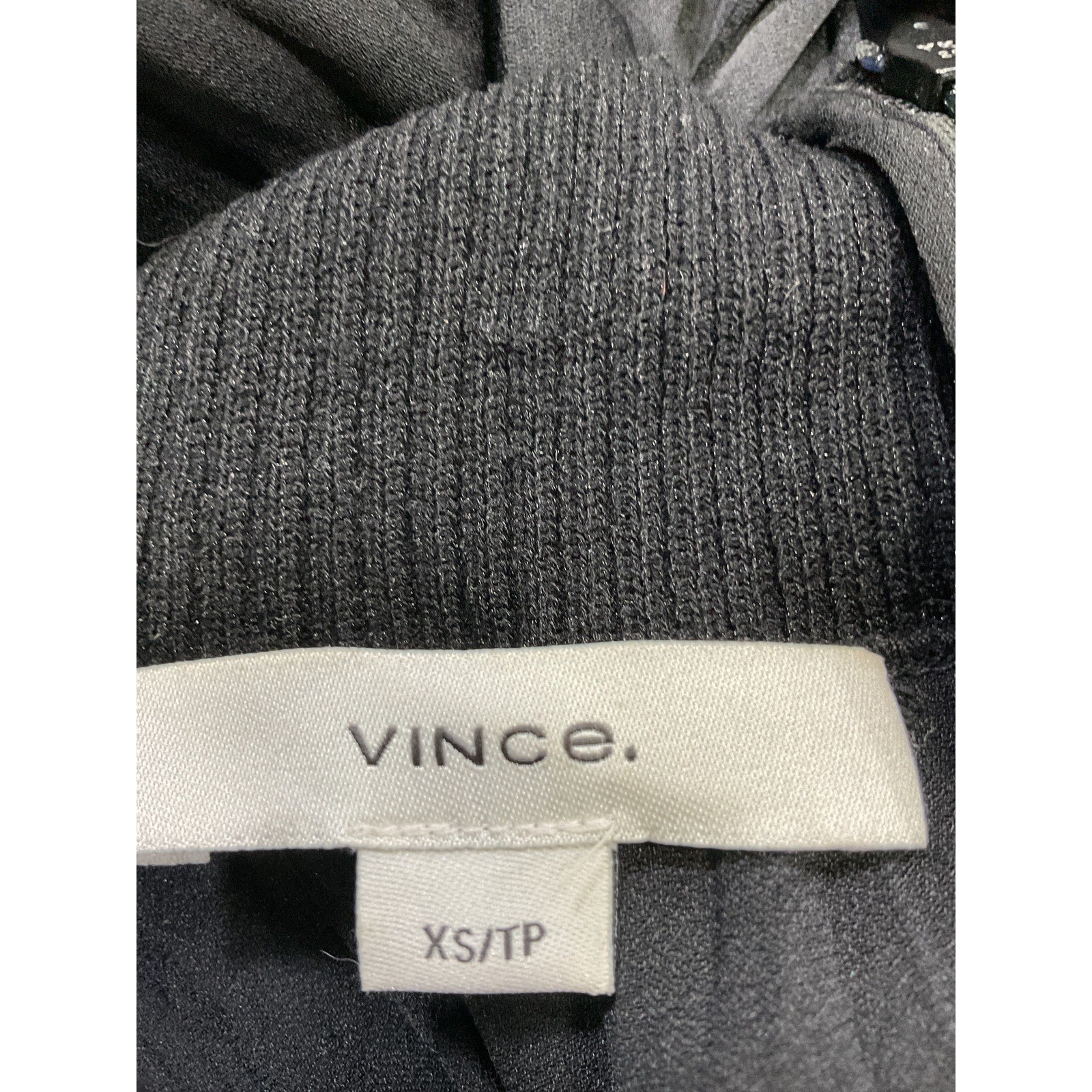 Vince Crushed Black Satin Mock Neck Top Size XS
