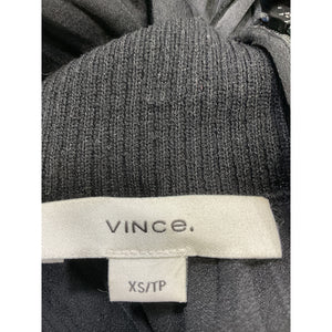 Vince Crushed Black Satin Mock Neck Top Size XS