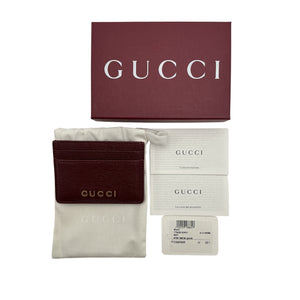 Gucci Script Burgundy Leather Card Holder