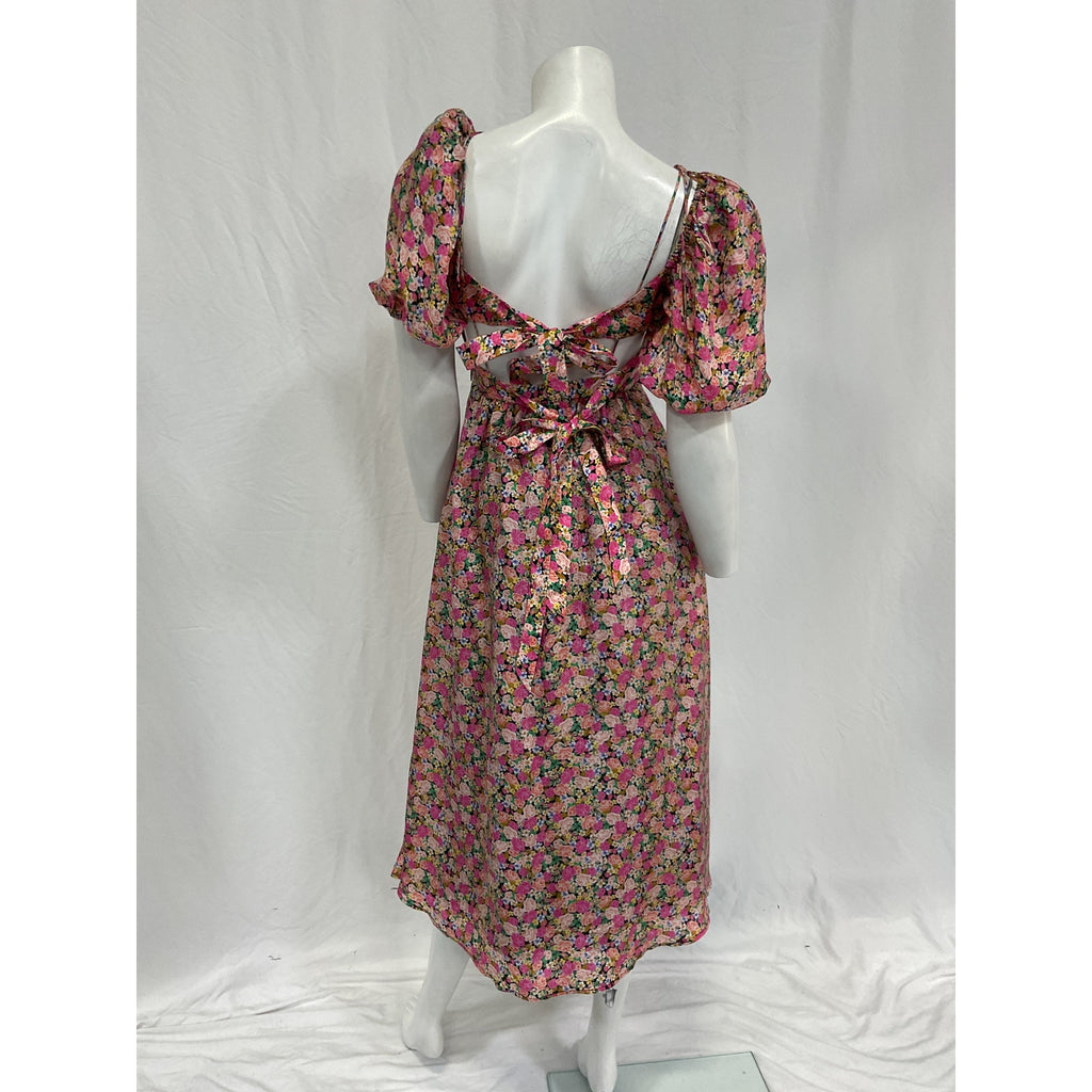 For Love & Lemons 'Isadora' Pink Viscose Midi Dress Size XS