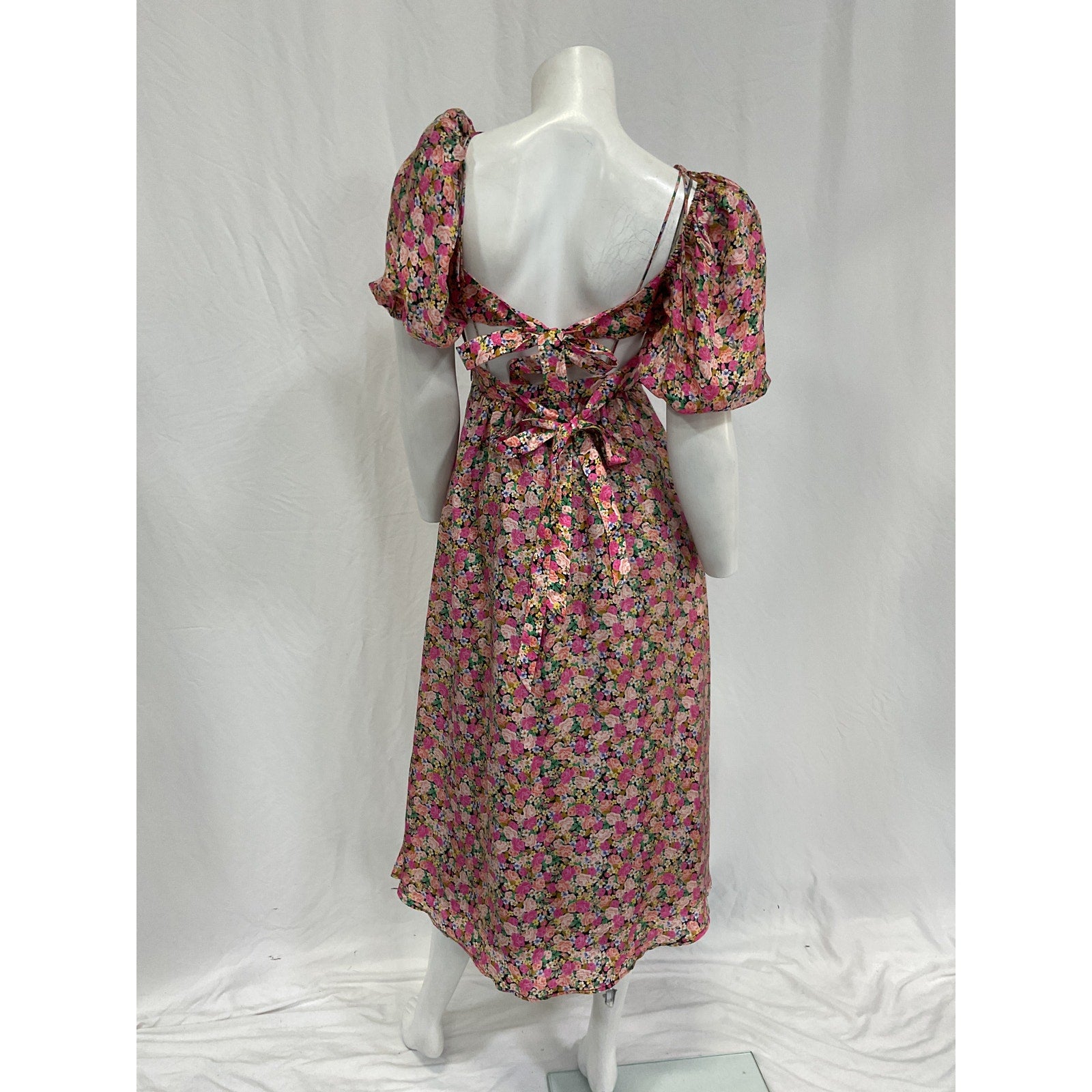 For Love & Lemons 'Isadora' Pink Viscose Midi Dress Size XS