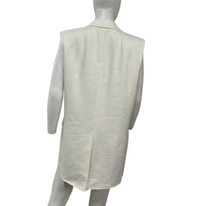 Theory Tailored White Linen Blazer Vest Size S