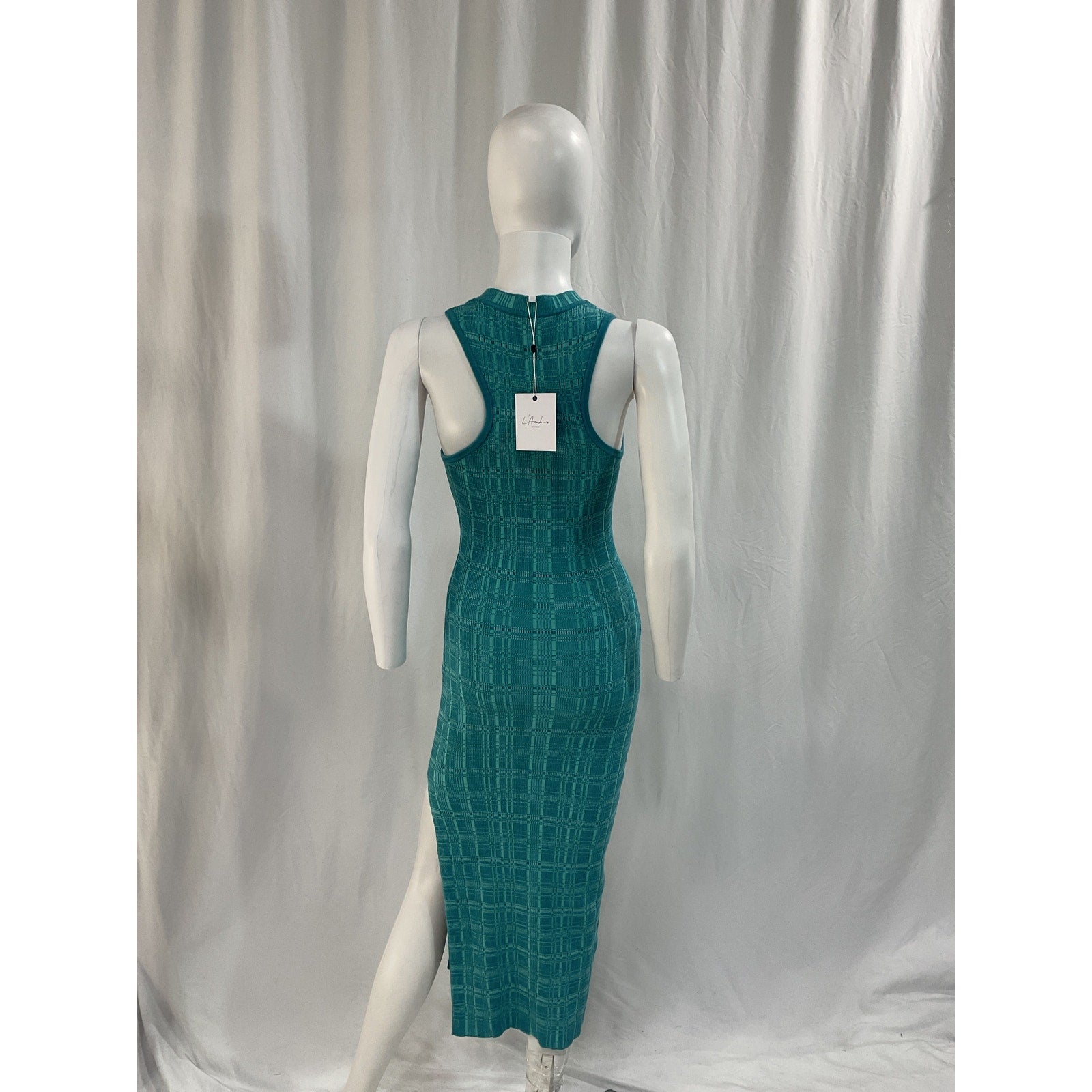 L'Academie 'Halia' Blue Midi Knit Dress With Slit Size S - NWT