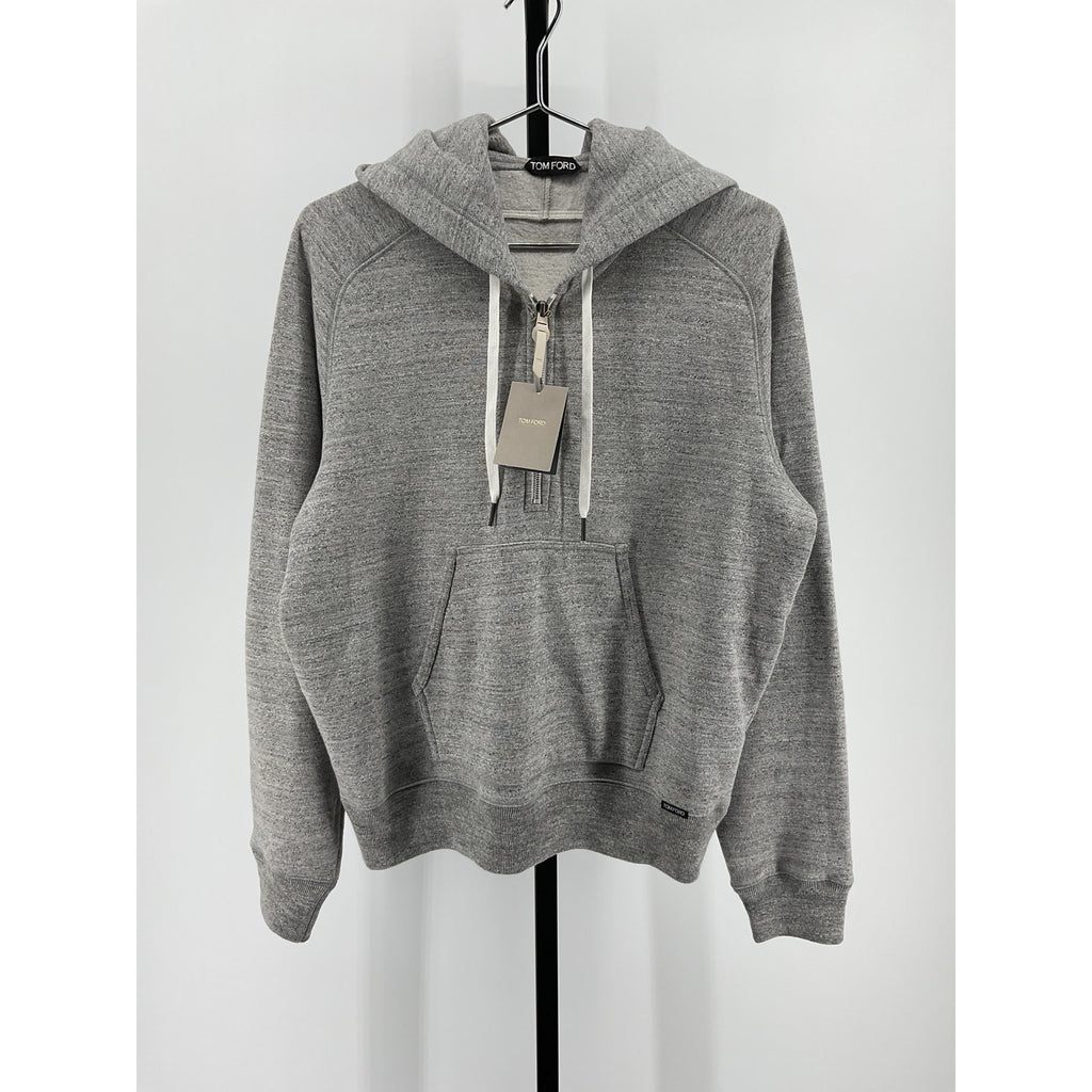 Tom Ford Long Sleeve Grey Cotton Flecked Melange Jersey Hoodie Size 52