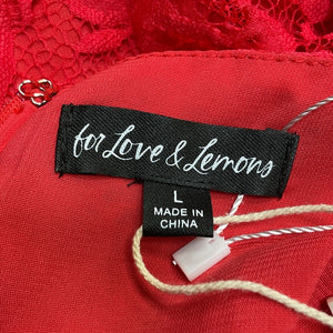 For Love & Lemons Ruched Red Della Mini Dress Size L NWT