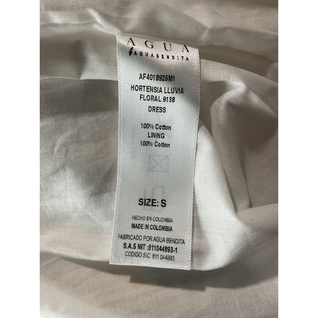 Agua Bendita 'Hortensia' Yellow Cotton Pleated Floral Maxi Dress Size S