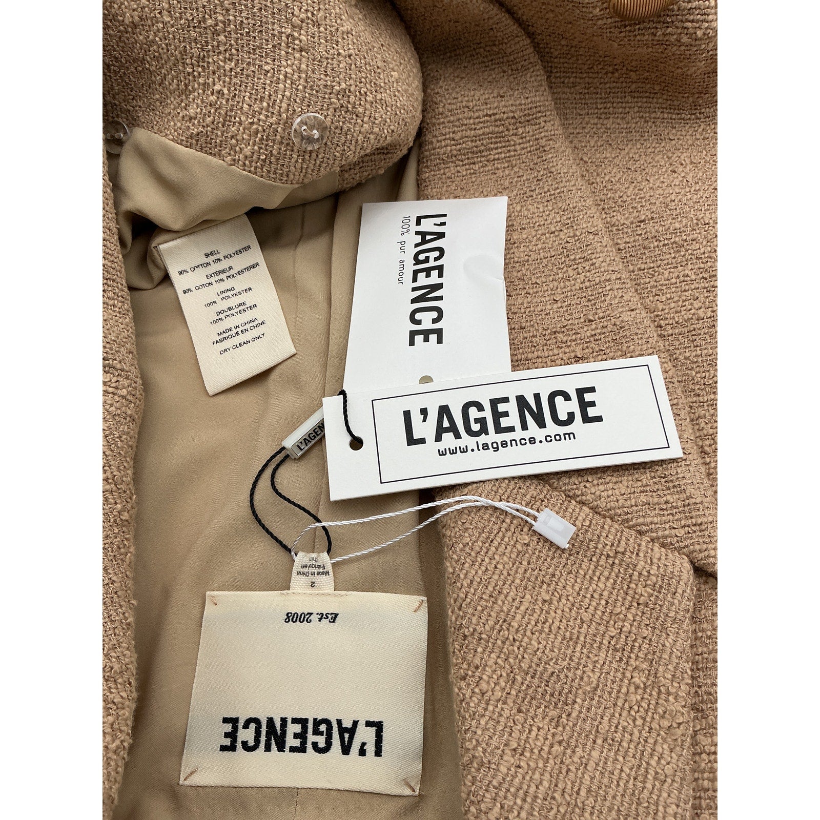 L'Agence 'Inez' Beige Cotton Cropped Blazer Size 2