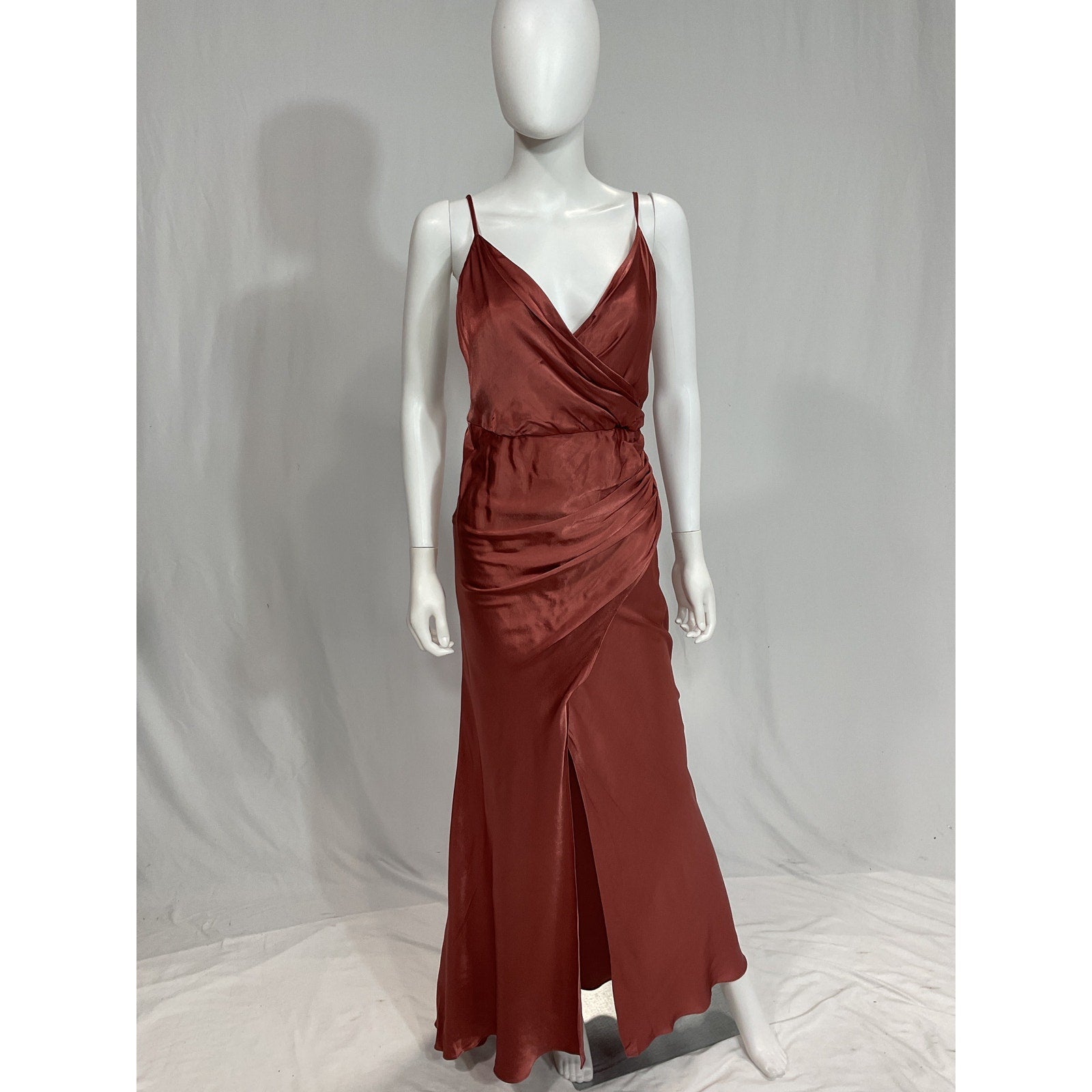 Shona Joy 'La Lune' Brown Cross Draped Maxi Dress Size 6