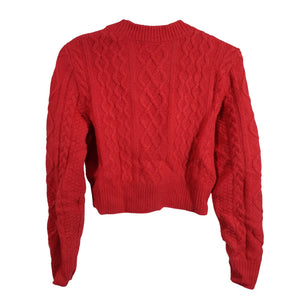 Favorite Daughter Cable Knit Cherry Red Eleanor Size XS Wool Cardigan