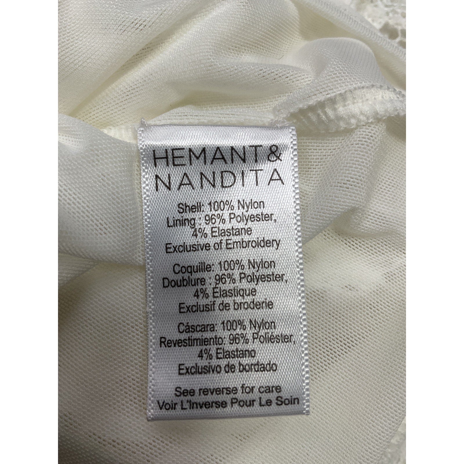 Hemant And Nandita 'Reet' Cream Nylon Top Size XS