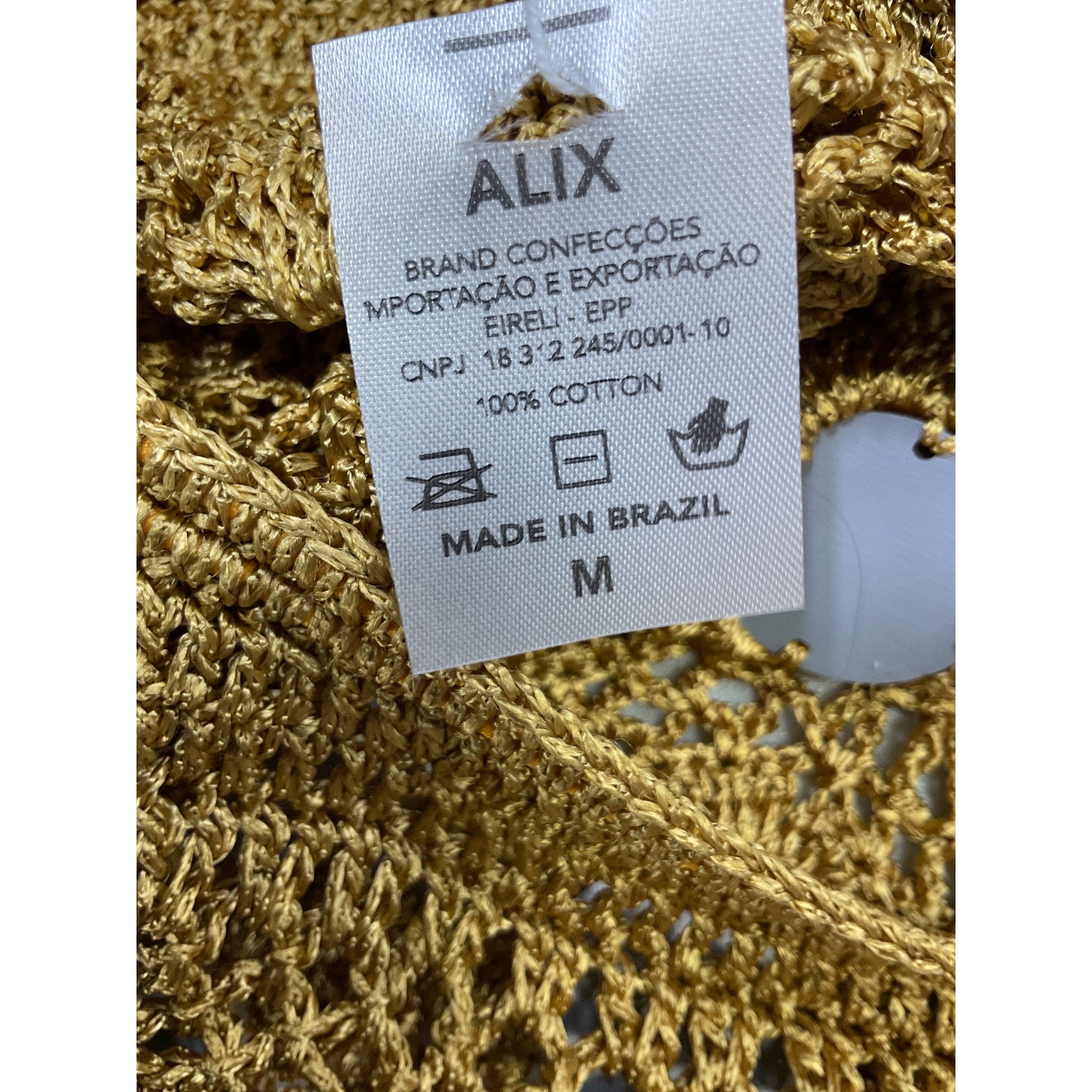 Alix Pinho 'Translucid' Gold Cotton Mini Skirt Size M - NWT