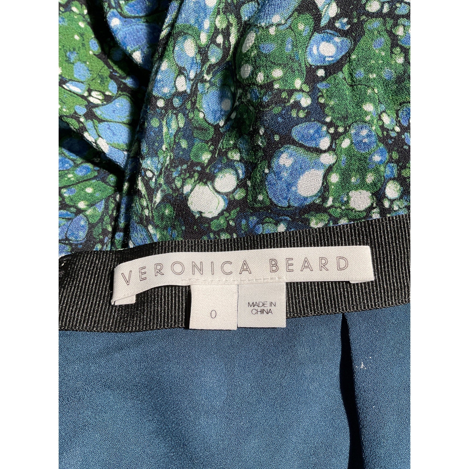 Veronica Beard 'Limani' Green Bubble-Print Ruched Skirt Size 0