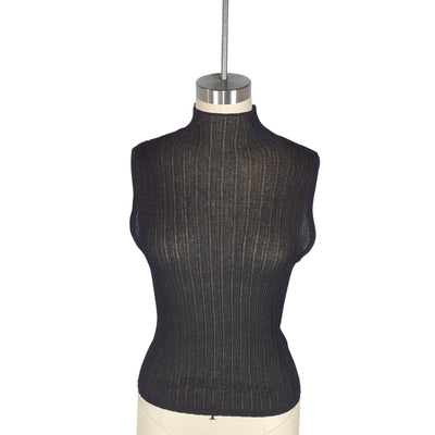 Helsa Ribbed Black Molly Sleeveless Top Size L