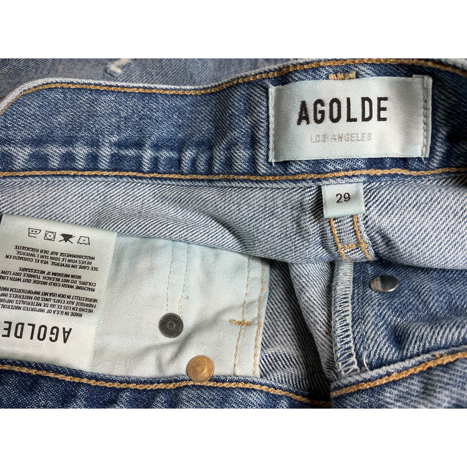 Agolde '90S' Blue Cotton Mid Rise Loose Fit Jean Size 29