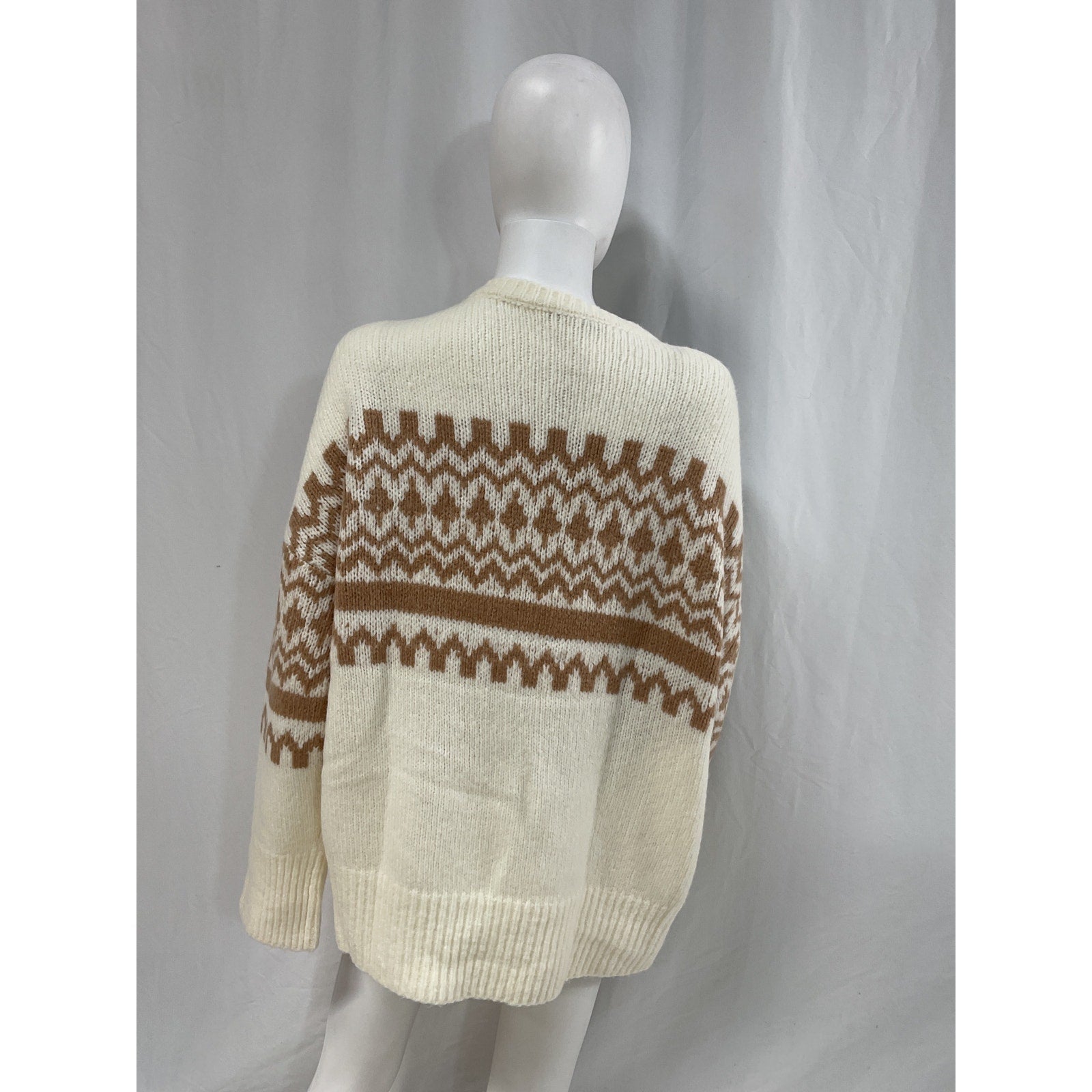 Favorite Daughter 'The Winter William' White Merino Wool Blend V Neck Sweater Size M