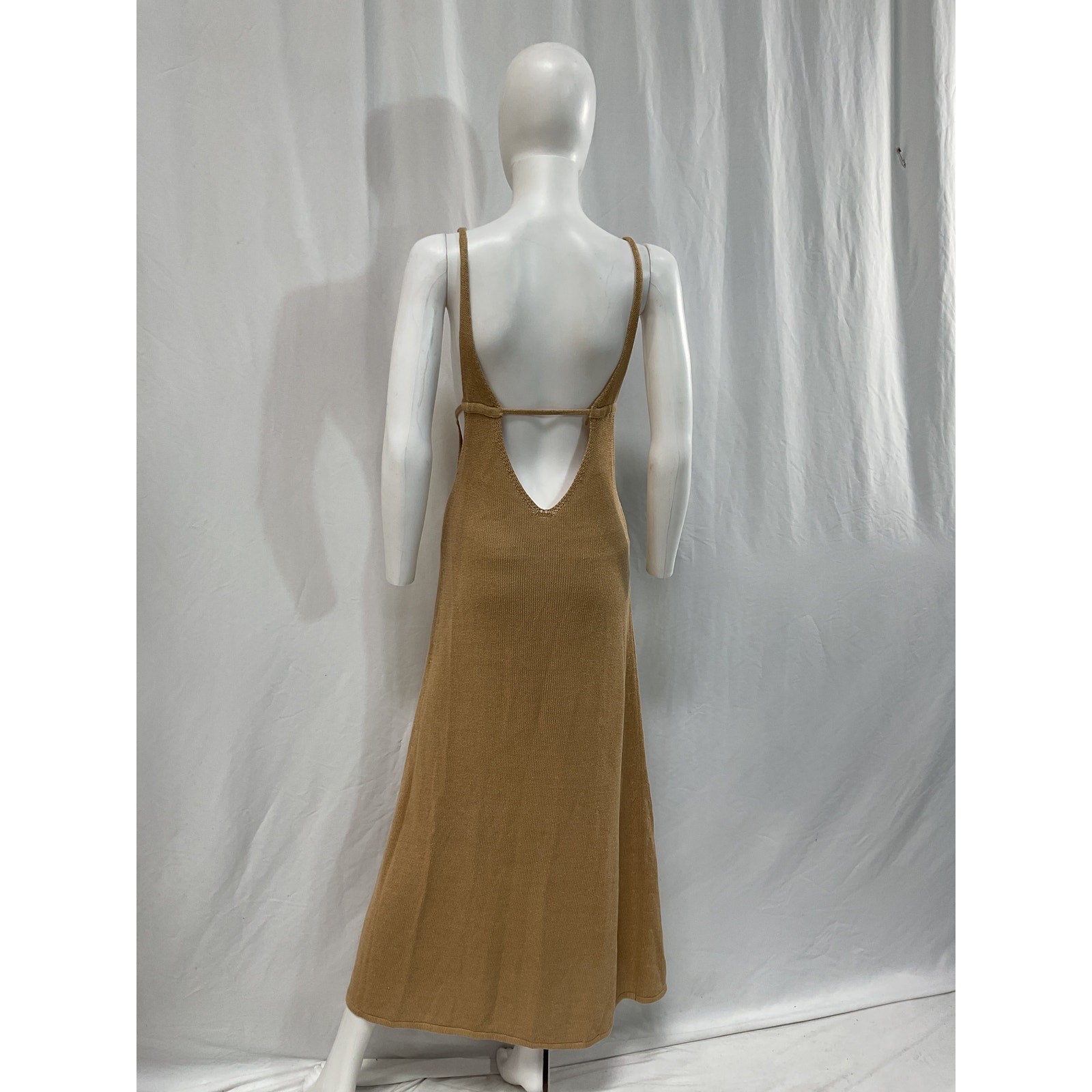 Cult Gaia 'Kingsley' Brown Linen-Blend Knit Maxi Dress Size XS