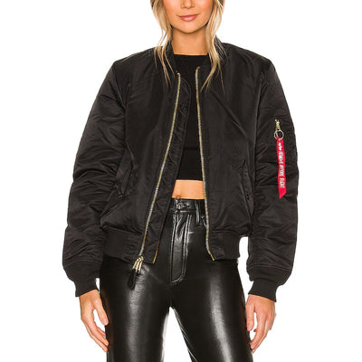 Alpha Industries Ma-1 W Black Nylon Bomber Jacket Size XS