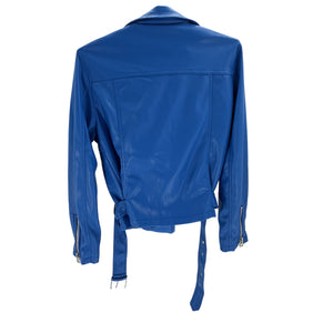 Jakke Saint Blue Polyurethane Faux Leather Biker Jacket Size M