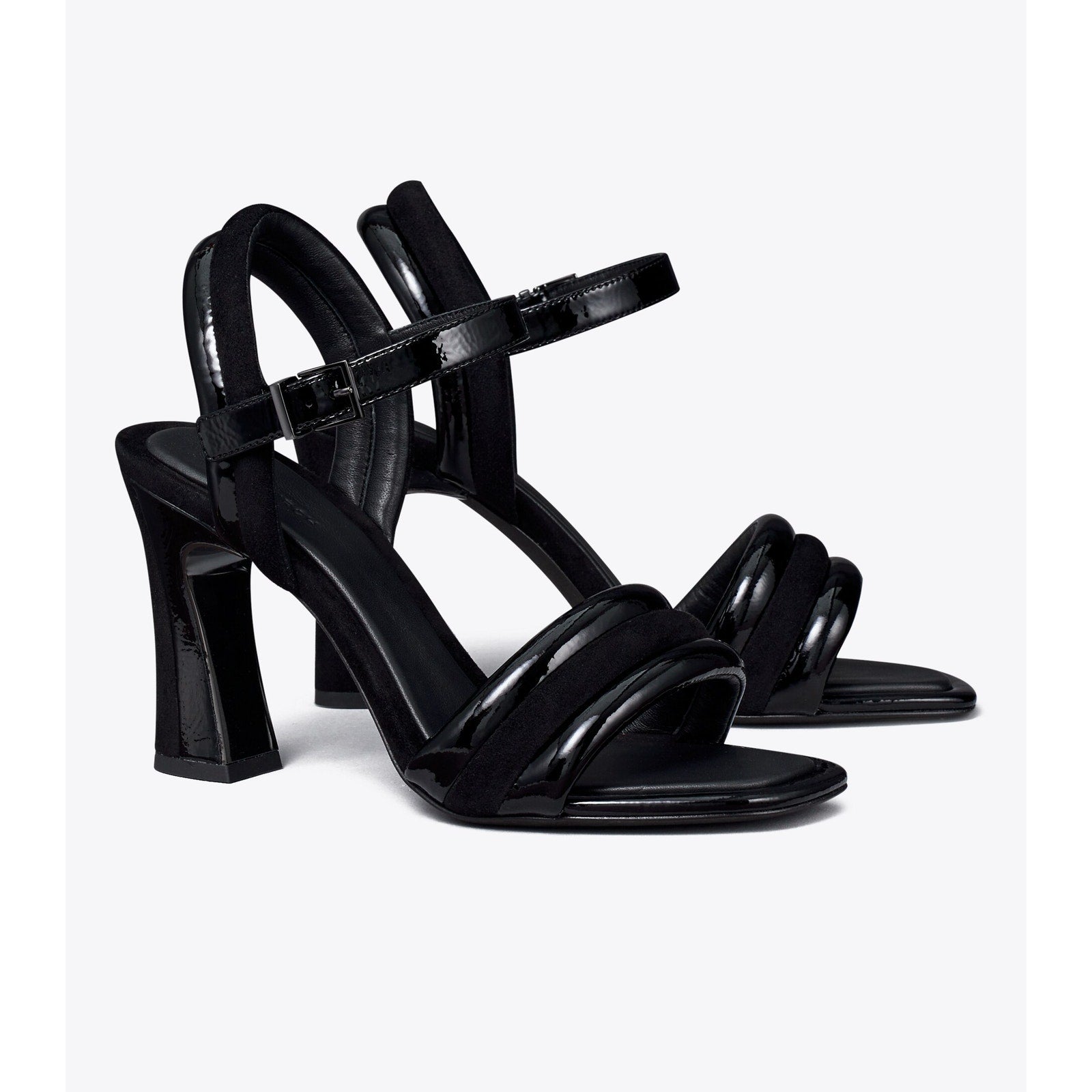Tory Burch 'Puffed Up' Black Patent Leather Sandal Size 8