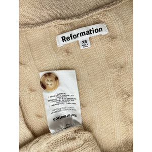 Reformation Oversized Cashmere Beige Cable Knit Cardigan Size XS