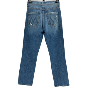 Mother Distressed Blue Pixie Tomcat Crop Denim Jeans Size 25