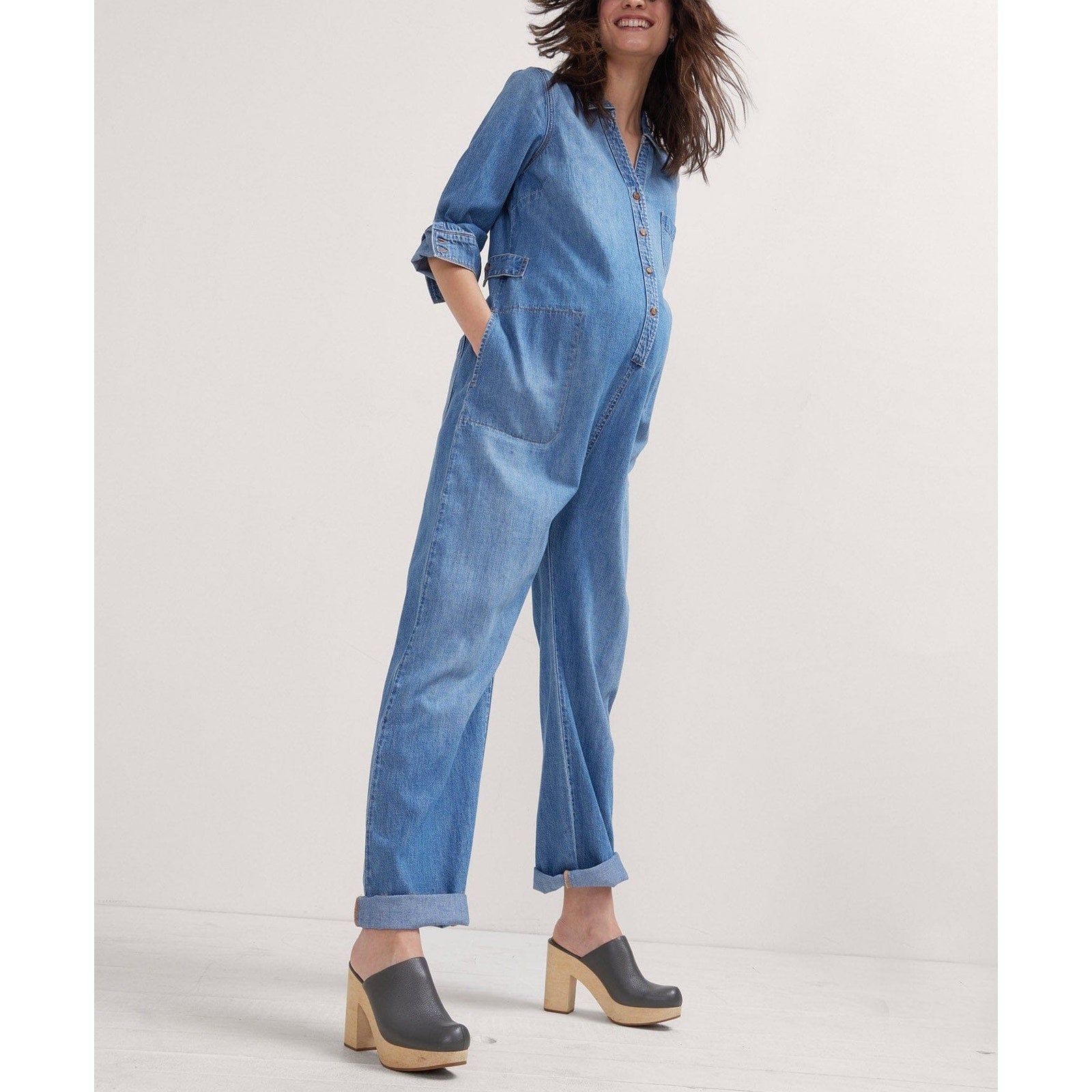 Hatch 'The Everyday' Blue Nursing Denim Jumpsuit Size 0