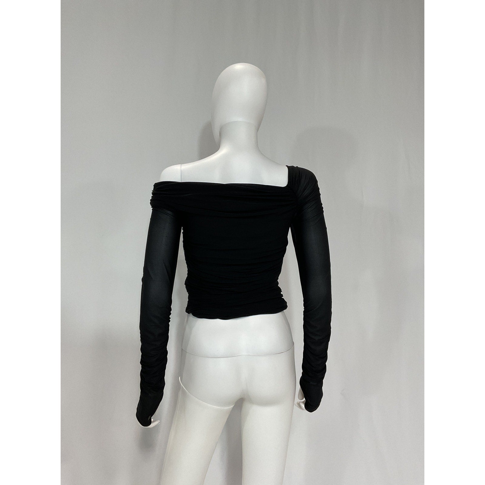Helmut Lang 'Lite' Black Drop Shoulder Crepe Top Size S
