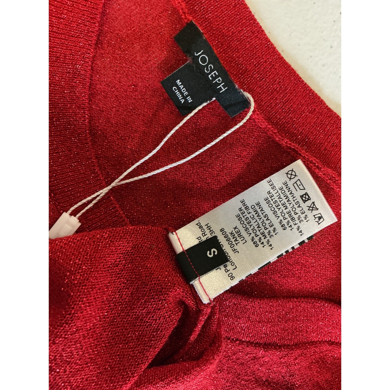 Joseph 'Lurex' Red Viscose Tank Top Size S