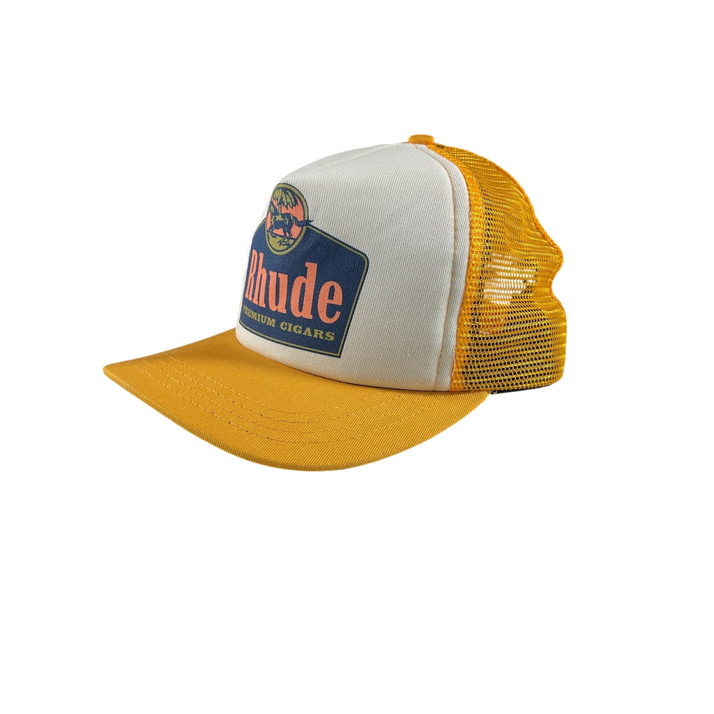 Rhude 'Cigars' Yellow & Ivory Trucker Hat Size OS