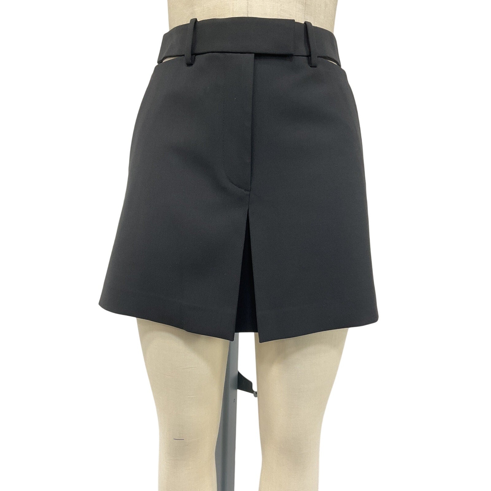 Helmut Lang 'Slash' Black Wool Suit Mini Skirt Size 2