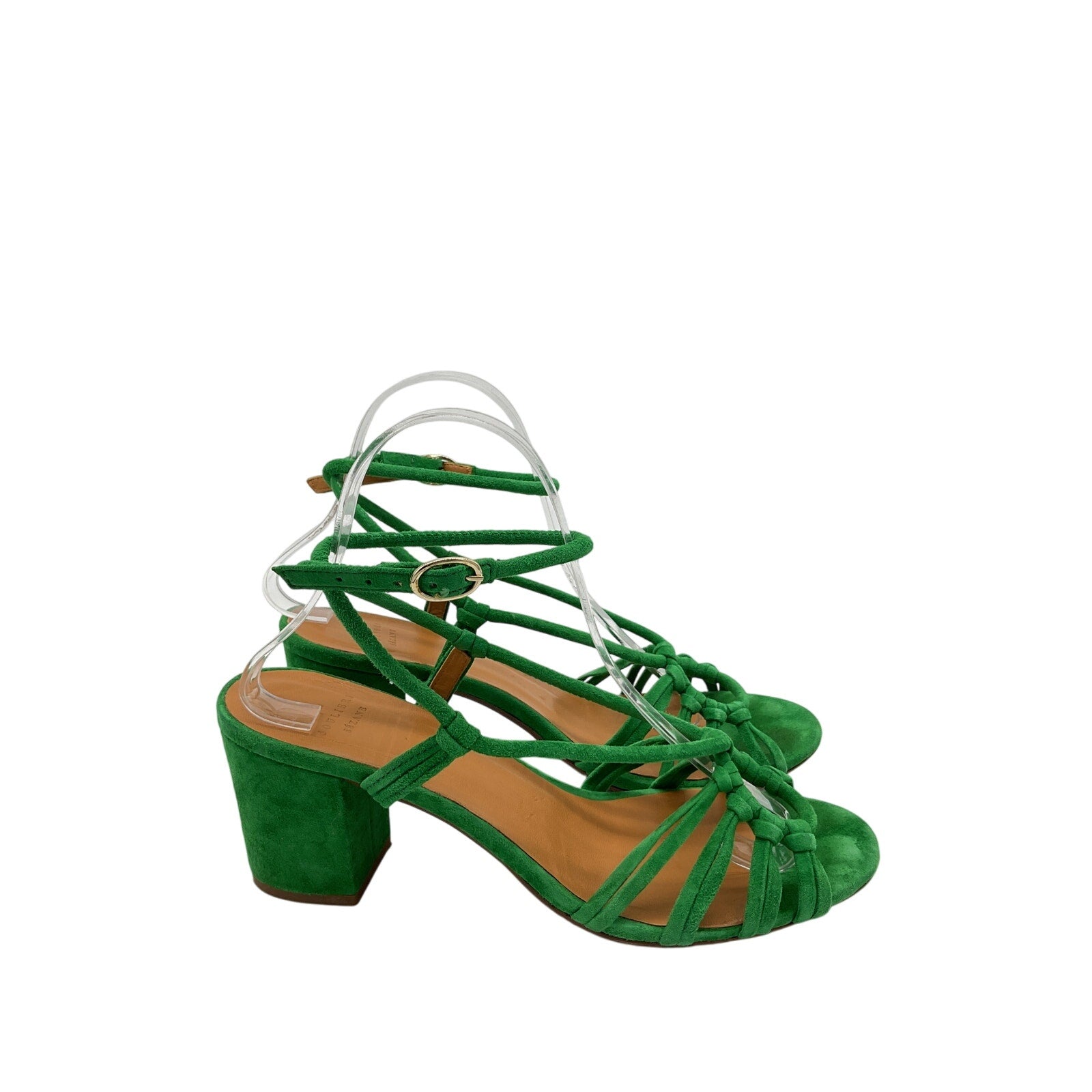S�zane 'Gloria' Green Suede Sandals Size 9
