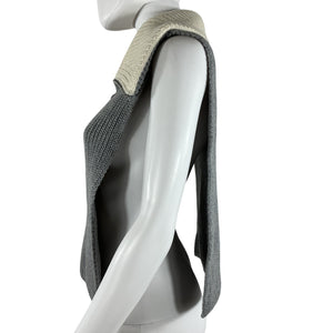 Sandro Ribbed Grey Half-Zip Scarf