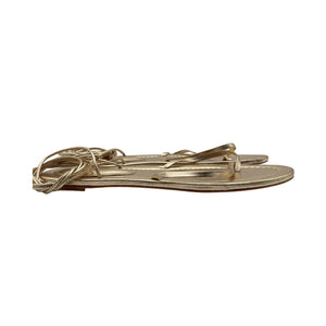 Porte & Paire Metallic Gold Lace-Up Sandals Size 38 EU