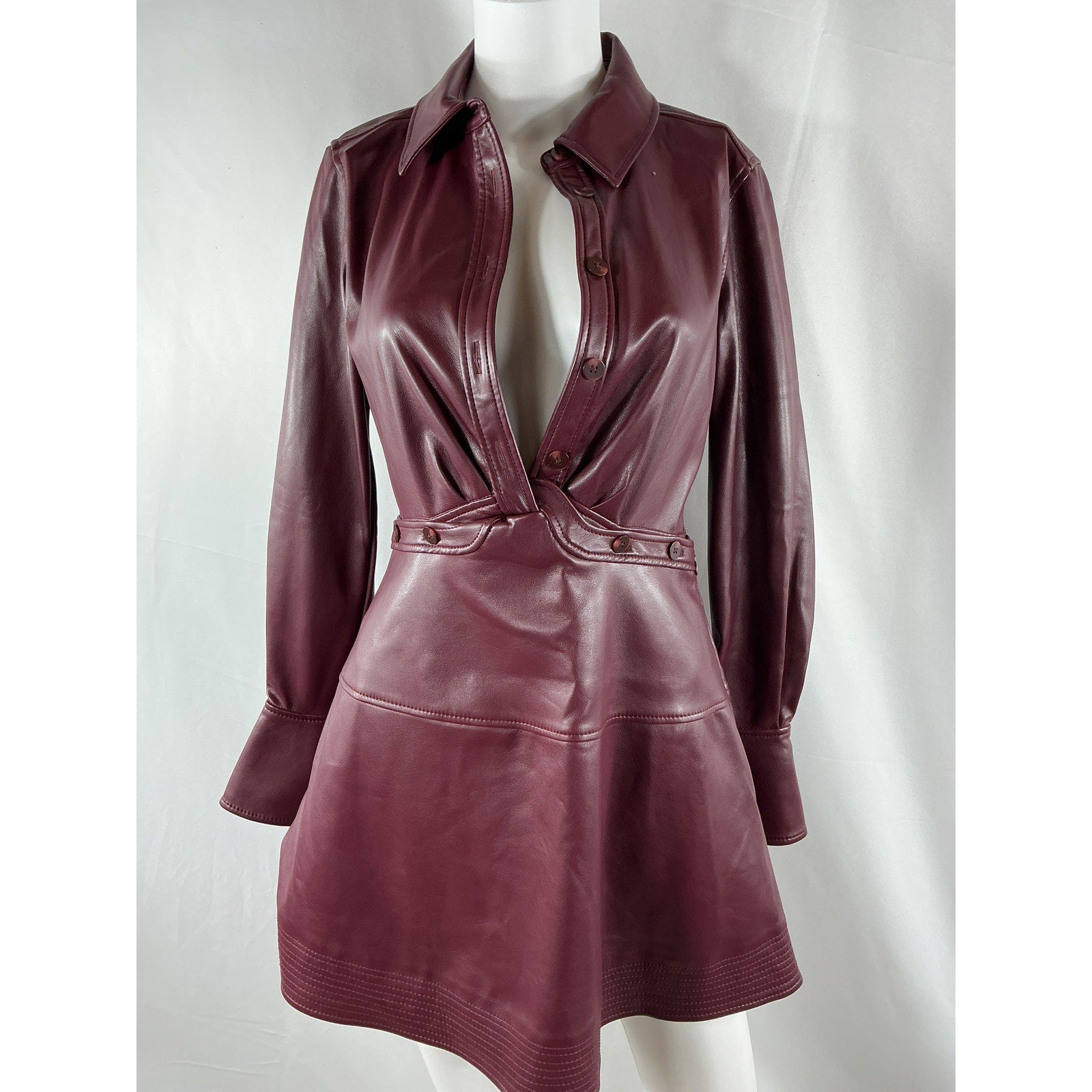 Simkhai 'Elias' Brown Polyester Vegan Leather Mini Dress Size 2 - NWT