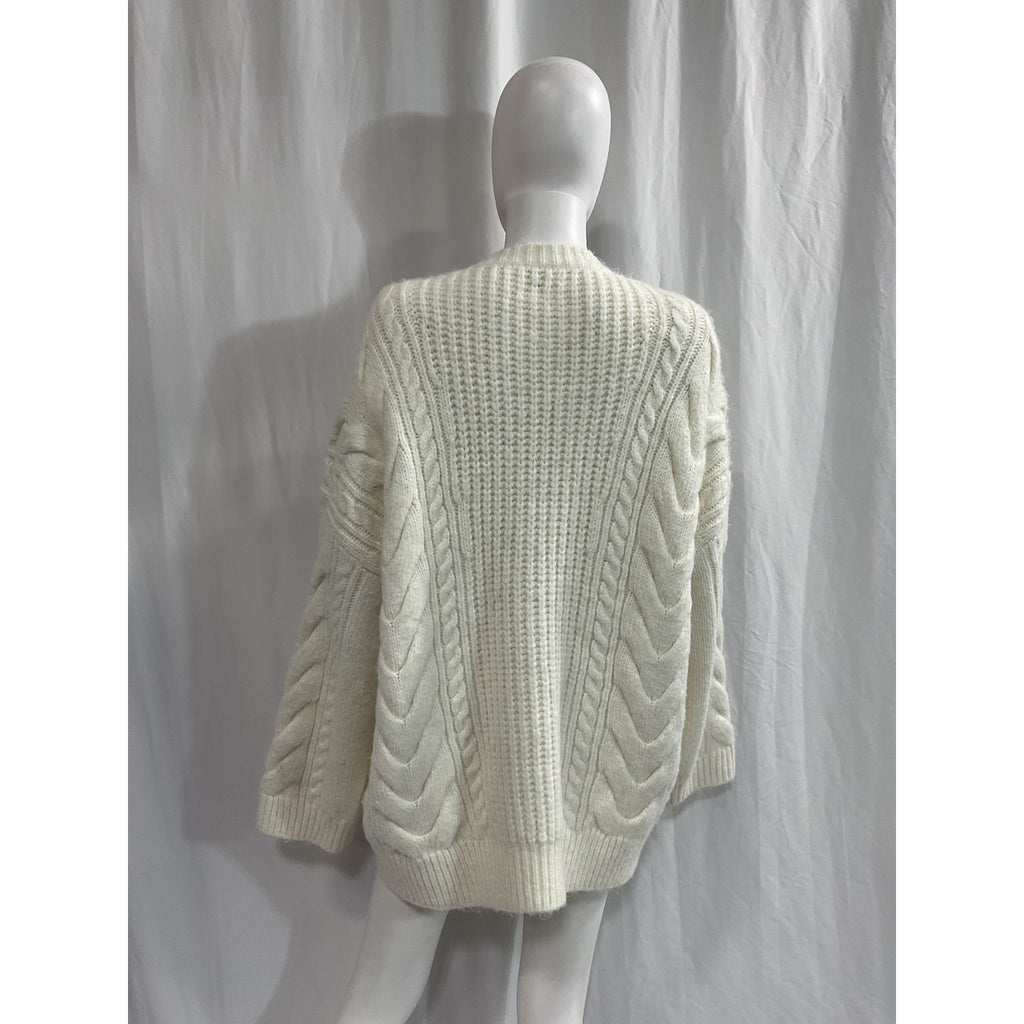 Helsa 'Serena' White Cable Cardigan Size S