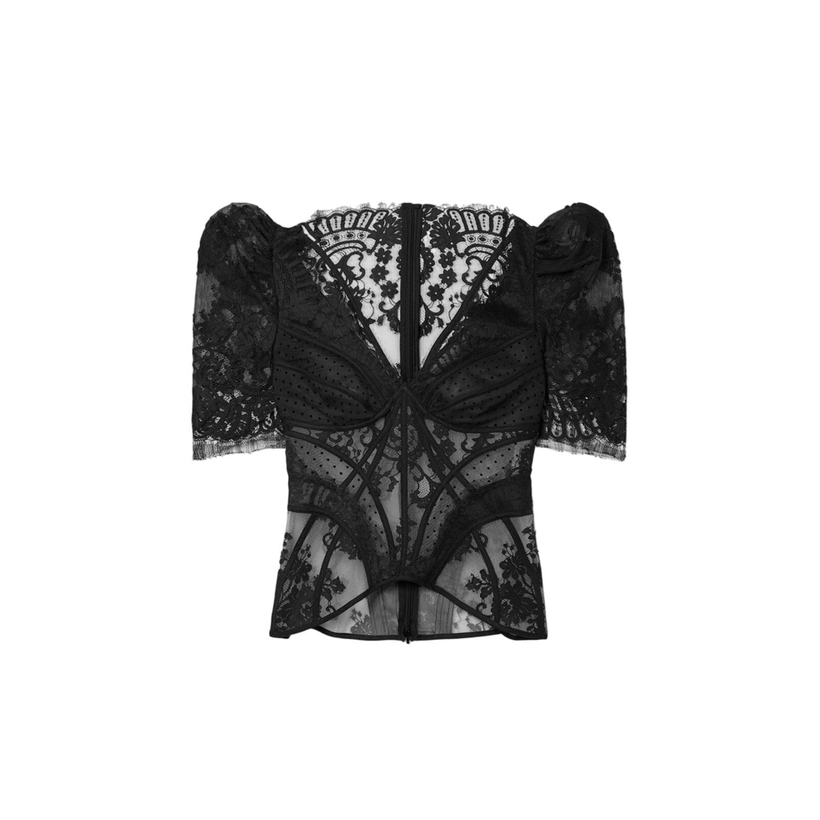 Zimmermann Dancer Black Cotton Paneled Organza, Tulle And Lace Blouse Size 1