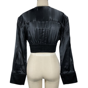 Alexander Wang Sleek Black V Neck Blouse Size XS NWT