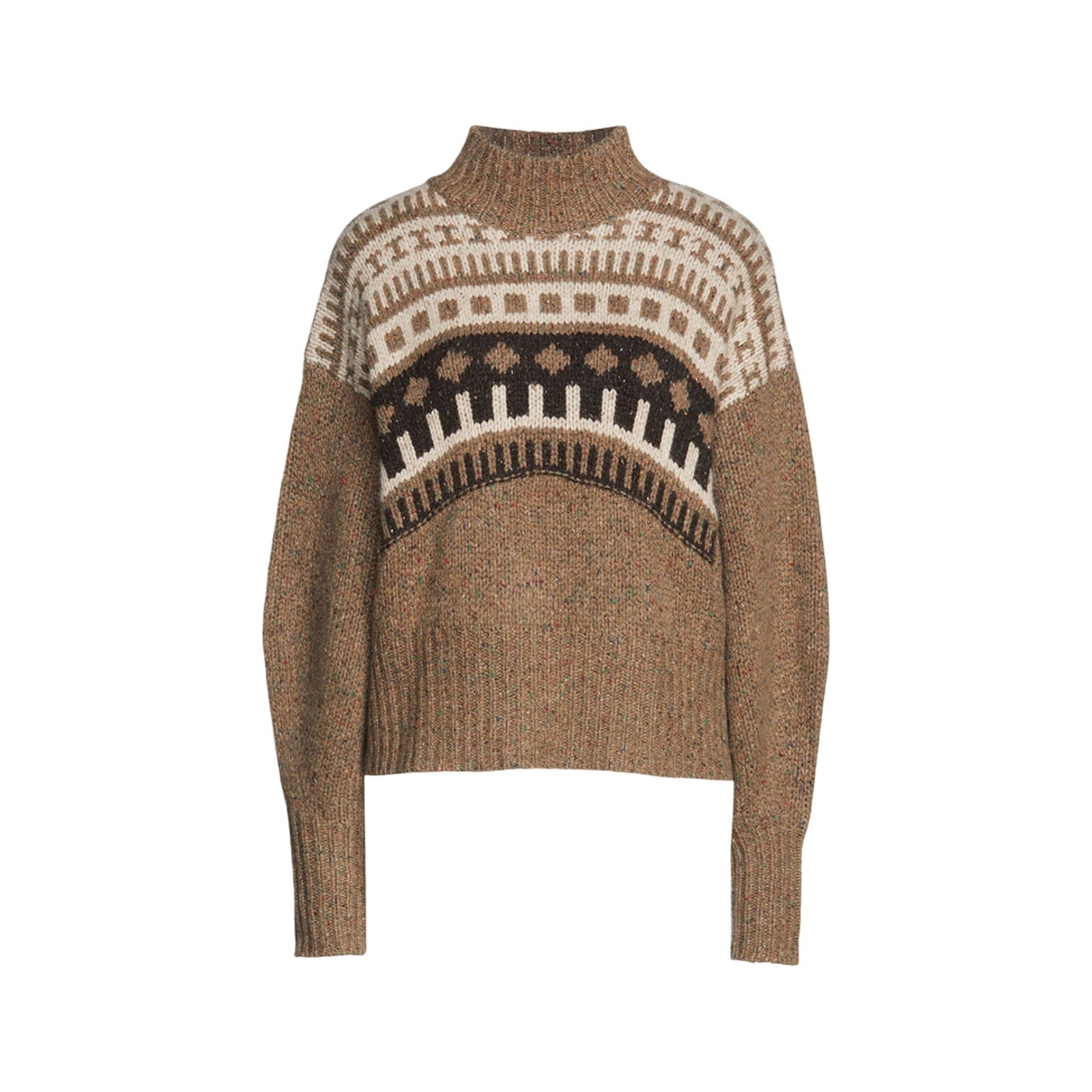 Autumn Cashmere 'Fair Isle' Brown Cashmere Cashmere Turtleneck Sweater Size XS