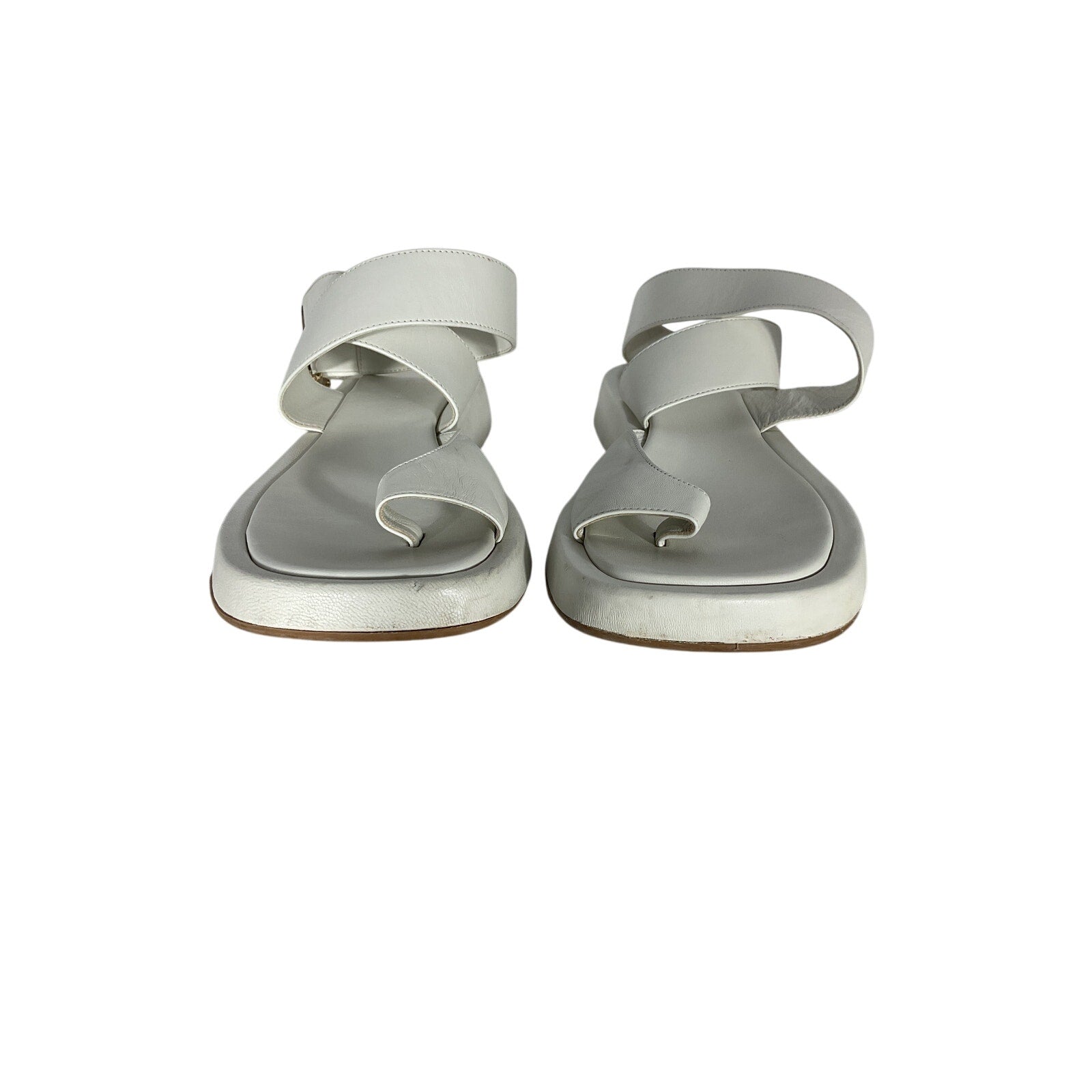 Gia Borghini Rhw Flat Toe White Leather Ring Wrap Sandal Size 40