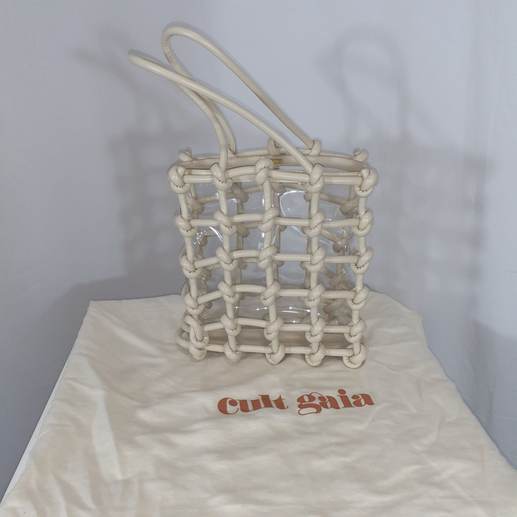 Cult Gaia 'Enzo North South' White Faux Leather Tote Size OS