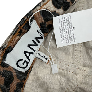 Ganni Chic Multicolor Leopard Print High Rise Tapered Denim Jeans Size 24